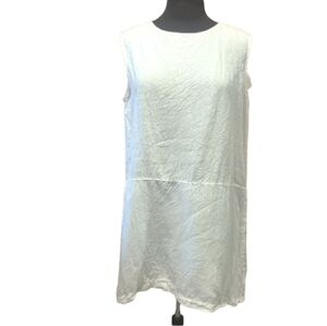 Bryn Walker Medium White Linen Tunic Sleeveless Coastal Long Tank Top Vacation
